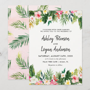Carte de Faire-part de mariage Feuille Tropical d'