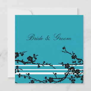Carte de Faire-part de mariage Floral Noir Turquoi