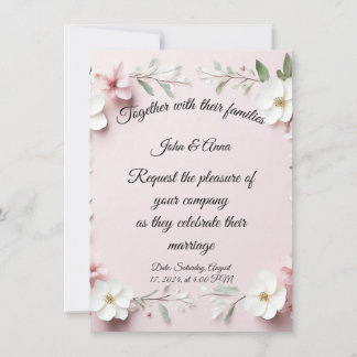 Carte de faire-part de mariage florale
