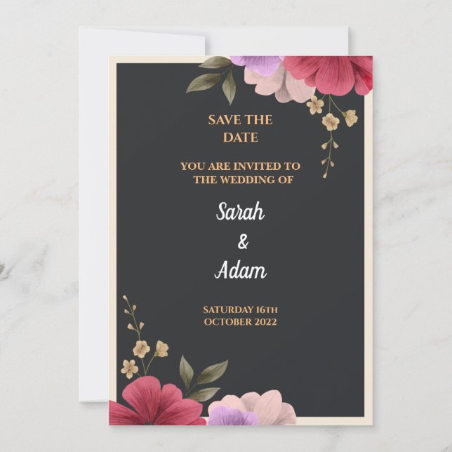 Carte de faire-part de mariage florale (Dos)
