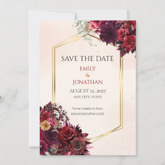 Carte de Faire-Part de Mariage Géométrique en Or e