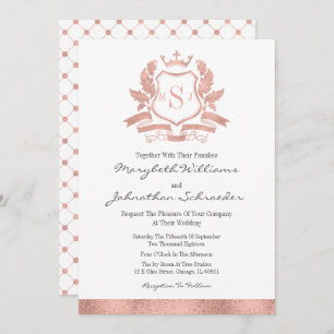 Carte de Faire-part de mariage Gold Crest Rose cla