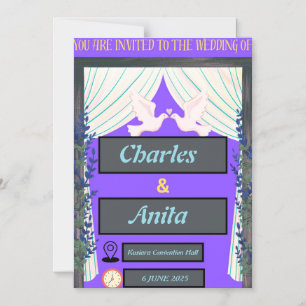 Carte de Faire-part de mariage minces violet magné