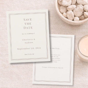 Carte de Faire-Part de mariage simple ivoire taupe