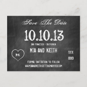 Carte de faire-part de mariage sur tableau noir