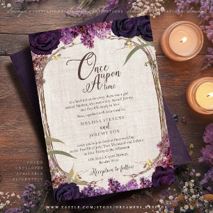 Carte de Faire-part de mariage violet de forêt enc