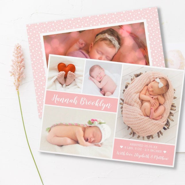 Carte de Faire-part de naissance Collage photo mod (Créateur téléchargé)