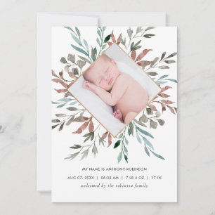 Carte de Faire-part de naissance hiver rustique
