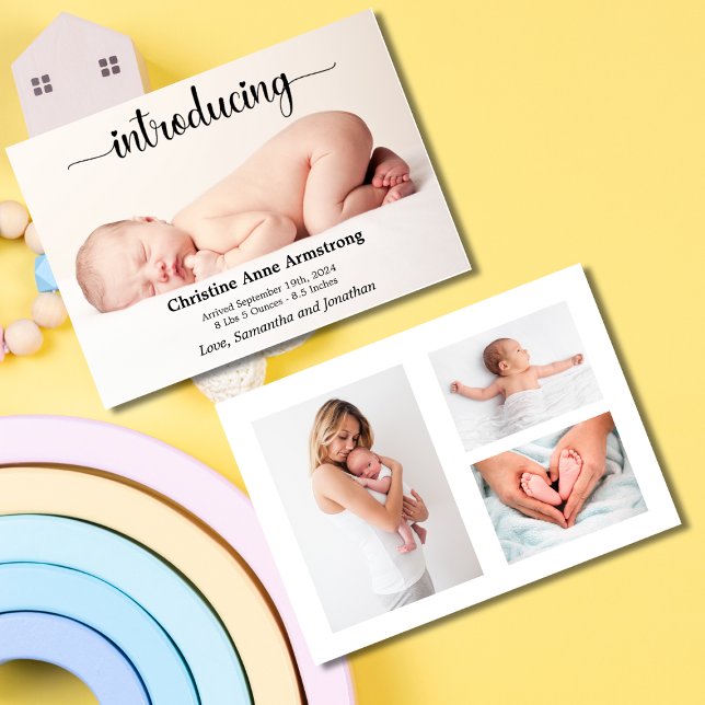 Carte de Faire-part de naissance photo Collage mod (Créateur téléchargé)
