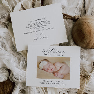 Carte de Faire-part de naissance photo minimaliste