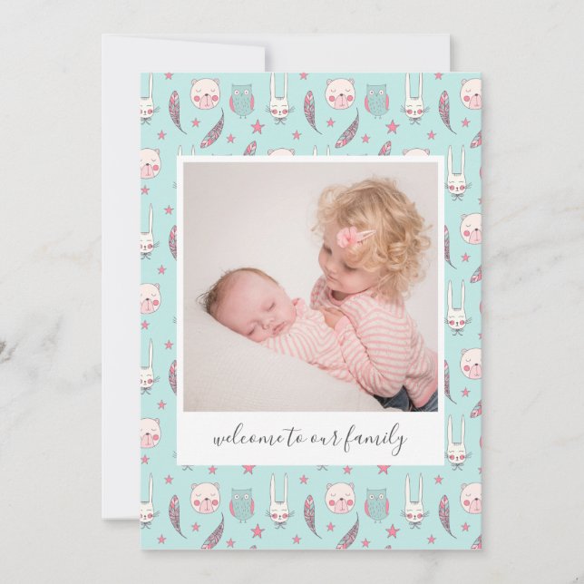 Carte de Faire-part de naissance photo pour animau (Devant)