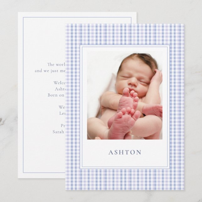 Carte de Faire-part de naissance pour bébé En vich (Devant / Derrière)