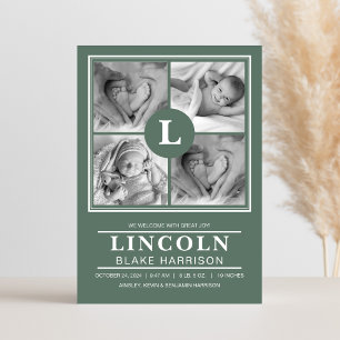 Carte de Faire-part de naissance pour bébé Monogra