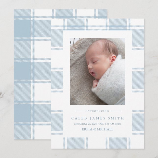 Carte de Faire-part de naissance pour bébé photo p (Devant / Derrière)