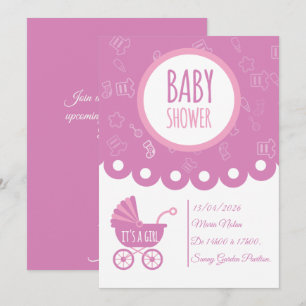 Carte de Faire-Part de Naissance Rose   Bébé Fille