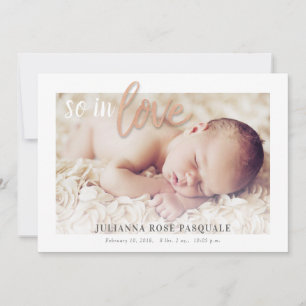Carte de Faire-part de naissance rose Gold So in L