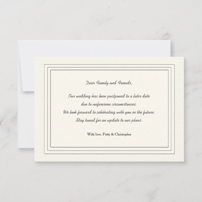 Carte de Faire-part de report classique (Devant)