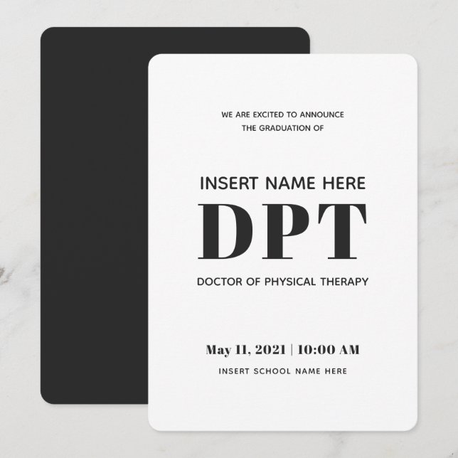 Carte de Faire-part d'obtention d'un diplôme de DP (Devant / Derrière)