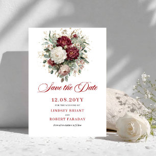 Carte de Faire-Part Floral Burgundy Doré
