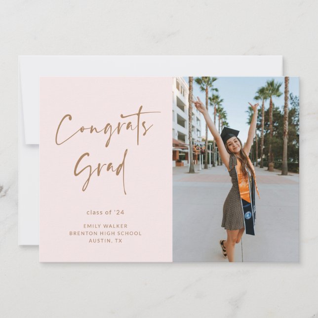 Carte de Faire-part manuscrite de graduation de sc (Devant)