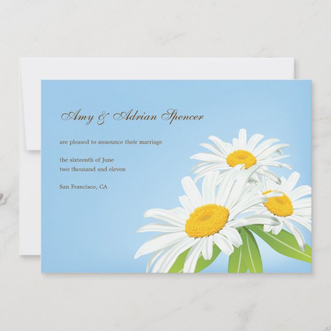 Carte de Faire-part Mariage pour marguerites (Devant)
