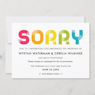 Carte de faire-part mariage reportée colorée