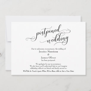 Carte de Faire-part Mariage reportée simple et élé