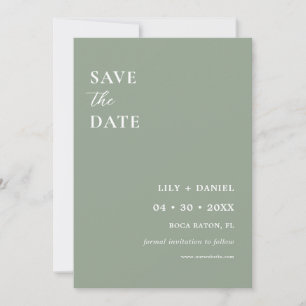 Carte de Faire-Part Minimaliste Vert Sauge pour Ph