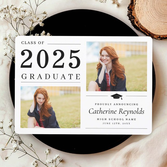 Carte de Faire-part moderne 2 Photo simple Graduat (Créateur téléchargé)