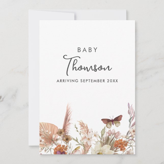 Carte de Faire-part moderne Boho Floral Pregancy (Devant)