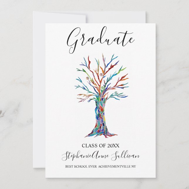 Carte de Faire-part moderne Colorful Tree (Devant)