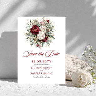 Carte de Faire-Part Moderne Rose Bourgogne Or