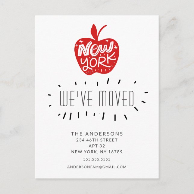 Carte de Faire-part Moving New York Red Apple (Devant)
