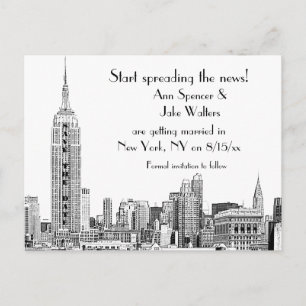 Carte de faire-part NYC Skyline Etched 01B