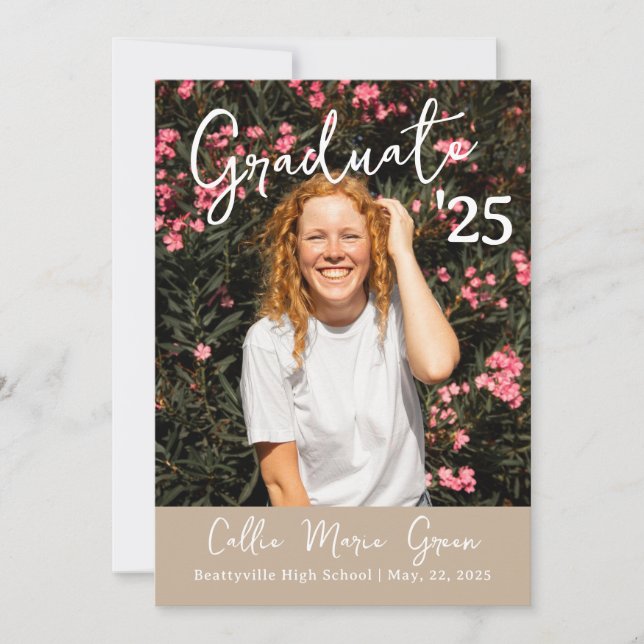 Carte de Faire-part photo de graduation moderne (Devant)