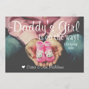 Carte de Faire-part pour bébé fille rose de papa