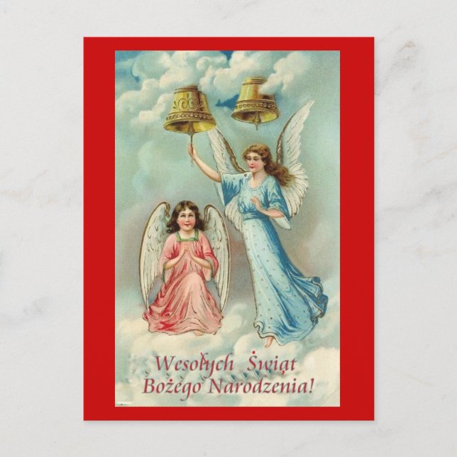 CARTE DE FAMILLE DE POLISH CHRISTMAS AVEC DES ANGE (Devant)