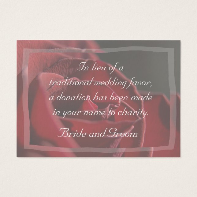 Carte de faveur de la Mariage Red Rose (Devant)