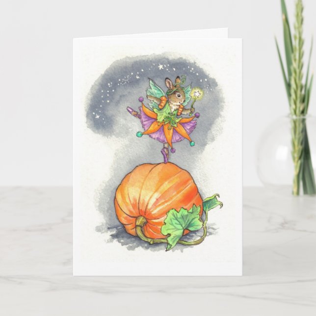 Carte de fée de lapin de Halloween (Devant)
