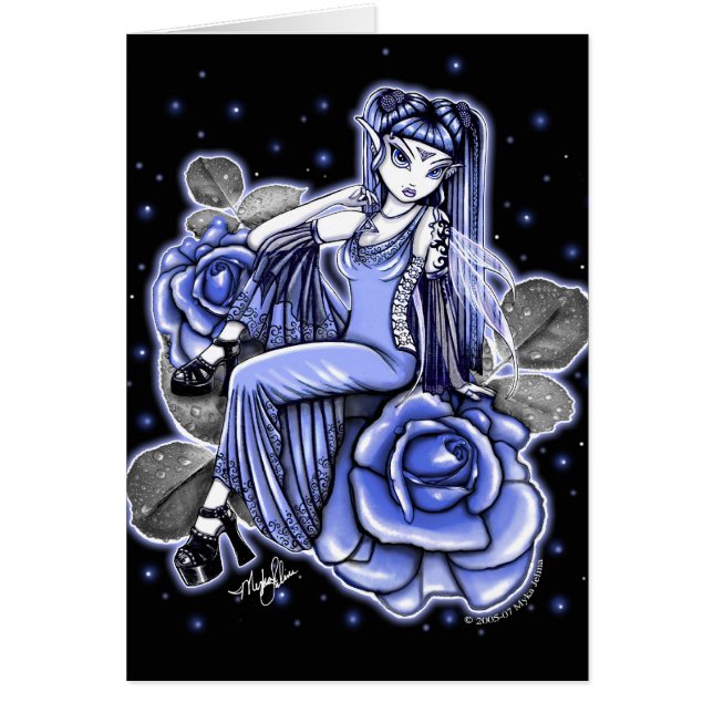 Carte de fée de rose de bleu d'affinité (Devant)
