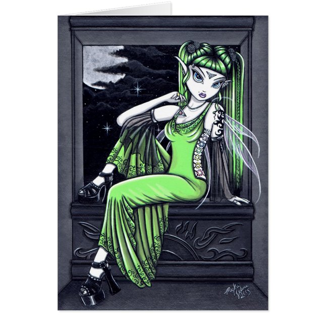Carte de fée de tatouage de vert d'affinité (Devant)