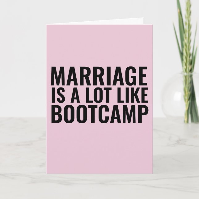 CARTE DE FÉLICITATION MARIAGE AMUSANTE, BOOTCAMP (Devant)