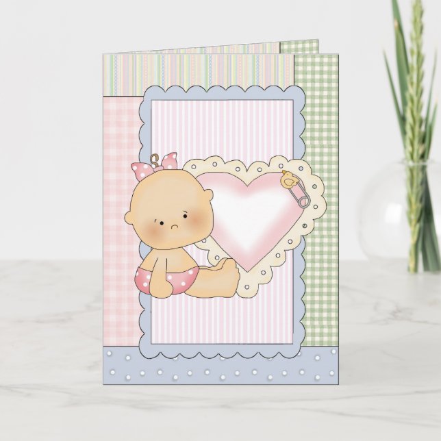 Carte de félicitations : Bébé avec le coeur (Devant)