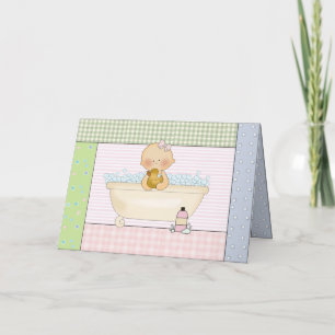 Carte de félicitations : Bébé dans la baignoire