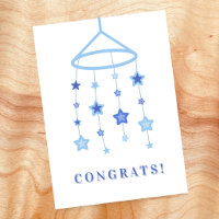 Carte de félicitations bébé garçon Blue Star Mobil