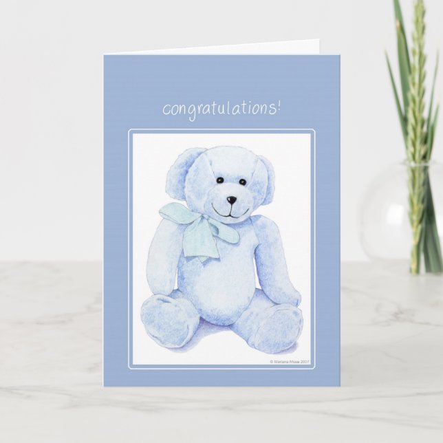 Carte de félicitations Blue Teddy Bear (Devant)