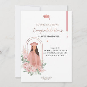 Carte de Félicitations de Diplôme Rose Élégante   