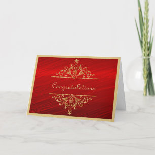Carte de Félicitations de Mariage Or Rouge