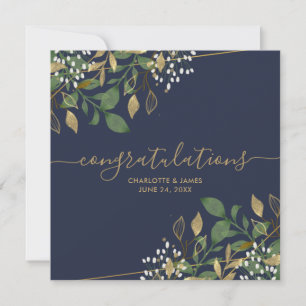 Carte de Félicitations de Mariage Pailletée Feuill