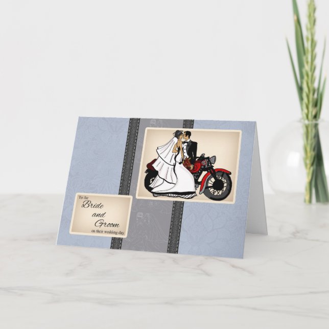 Carte de félicitations de mariage pour motard et m (Devant)